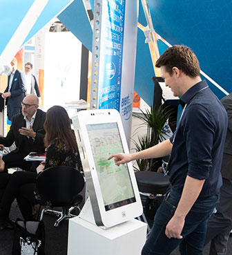 giant tablet in conference