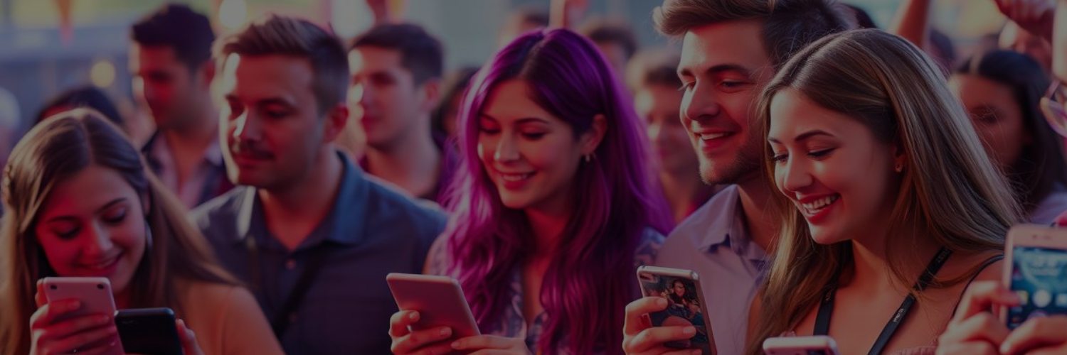 Crowd gathered with smartphones raised at an event.